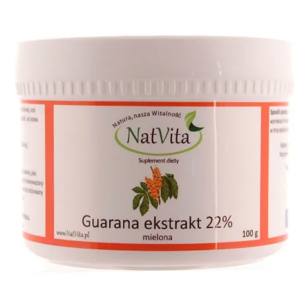 PRODUKT WYCOFANY Z OFERTY Guarana Ekstrakt 22% Kofeiny Mielona 100 g Natvita - Wyprzedaż