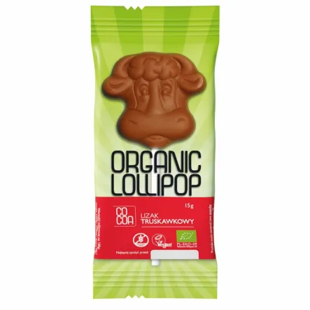 Lizak o Smaku Truskawkowym Bezglutenowy Bio 15 g - Cocoa
