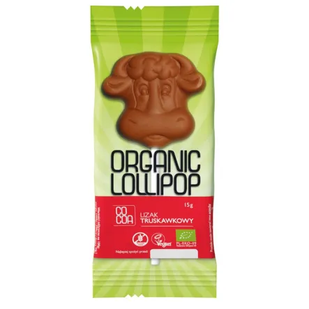 Lizak o Smaku Truskawkowym Bezglutenowy Bio 15 g - Cocoa