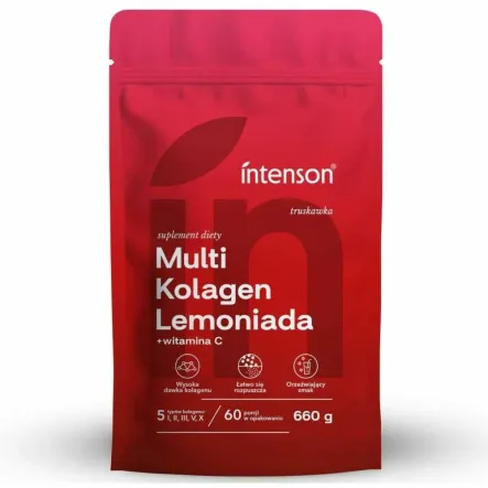 Multi Kolagen Lemoniada z Witaminą C Truskawka 660 g - Intenson