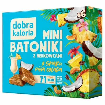 Batoniki Mini z Nerkowców o Smaku Pina Colada Bez Dodatku cukru 102 g (6 x 17 g) - Dobra Kaloria