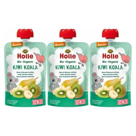 3 x Mus Owocowy Kiwi Koala (Gruszka, Banan, Kiwi) Bez Dodatku Cukru Bio Demeter 100 g - Holle
