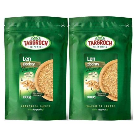 Zestaw 2 x Len Złoty Ziarno Siemię Lniane Złote 1 kg -  Targroch