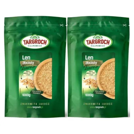 Zestaw 2 x Len Złoty Ziarno Siemię Lniane Złote 1 kg -  Targroch
