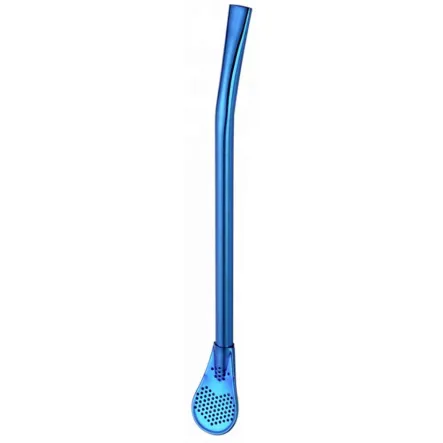 Bombilla Nierdzewna Niebieska 15,5 cm - Pizca Del Mundo