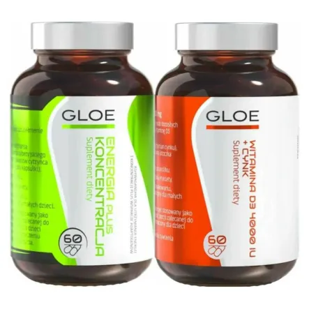 Energia Plus Koncentracja 60 Kapsułek - Gloe + Witamina D3 4000 IU + Cynk 60 Kapsułek - Gloe