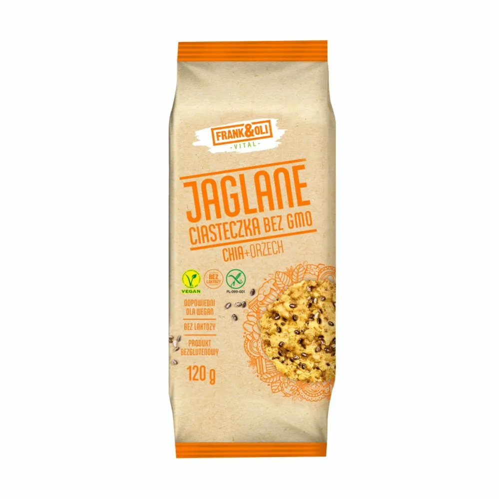 Ciastka Jaglane z Orzechami i Chia Bezglutenowe 120 g Frank & Oil