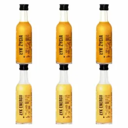 3 x ŁYK Życia (Imbir, Miód, cytryna, Woda Kokosowa, Kurkuma, Pieprz Cayenne) 50 ml - Drest + 3 x ŁYK Energii (Imbir, Miód, Cytryna, Woda Kokosowa, Ananas) 50 ml - Drest