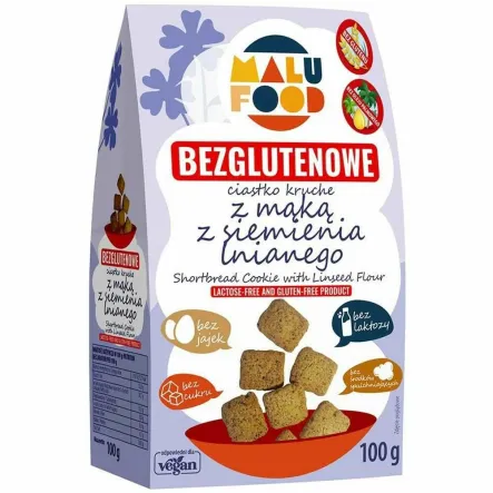 Ciastka Kruche z Mąką z Siemienia Lnianego Bezglutenowe 100 g - Malu Food