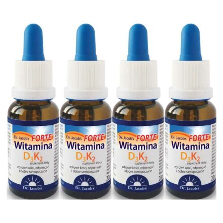4 x Witamina D3 K2 Forte 20 ml - Dr Jacobs