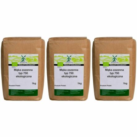3 x Mąka Pszenna Typ 750 Eko 1 kg - Młyn Kopytowa