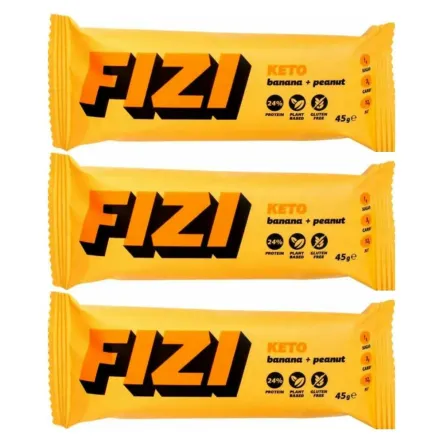 3 x KETO Baton Proteinowy Bezglutenowy Banan + Orzech Ziemny 45 g - FIZI