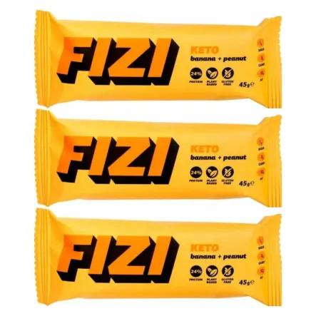 3 x KETO Baton Proteinowy Bezglutenowy Banan + Orzech Ziemny 45 g - FIZI