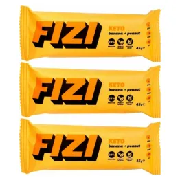 3 x KETO Baton Proteinowy Bezglutenowy Banan + Orzech Ziemny 45 g - FIZI