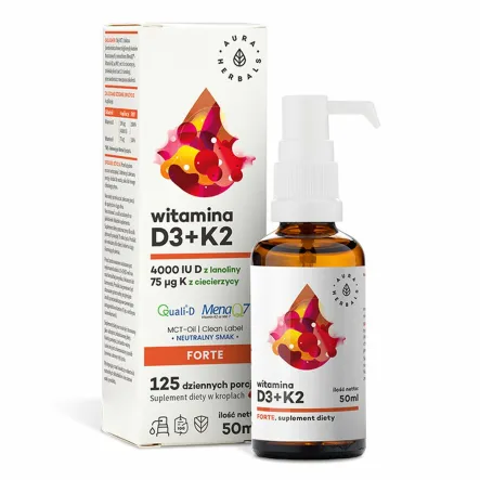 Witamina D3+ K2 FORTE Krople 50 ml - Aura Herbals