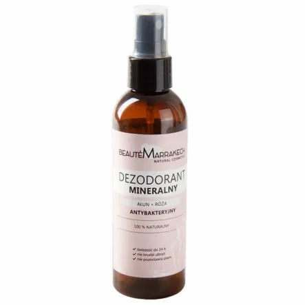 Naturalny Dezodorant Mineralny Ałunowy Antybakteryjny Różany Spray 100 ml - Beaute Marrakech