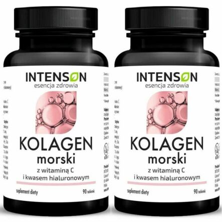 2 x Kolagen Morski + Kwas Hialuronowy + Witamina C 90 Tabletek - Intenson