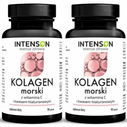 2 x Kolagen Morski + Kwas Hialuronowy + Witamina C 90 Tabletek - Intenson