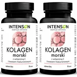 2 x Kolagen Morski + Kwas Hialuronowy + Witamina C 90 Tabletek - Intenson