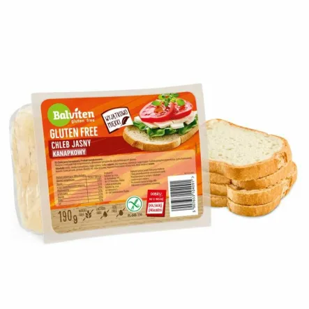 Chleb Jasny Kanapkowy Bezglutenowy 190 g - Balviten - Przecena Krótka Data Minimalnej Trwałości