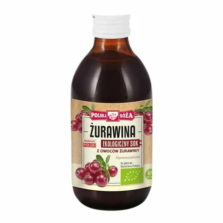 Ekologiczny Sok z Owoców Żurawiny Tłoczony NFC 250 ml - Polska Róża