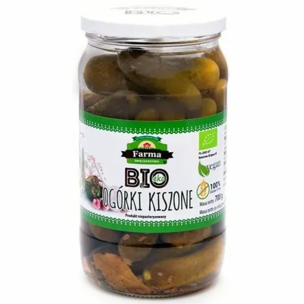 Ogórki Kiszone Niepasteryzowane Bezglutenowe Bio 700 g (400 g) - Farma Świętokrzyska (COLD)
