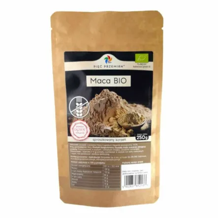 Maca Bezglutenowa BIO 250 g - Pięć Przemian - Przecena Krótka Data Minimalnej Trwałości