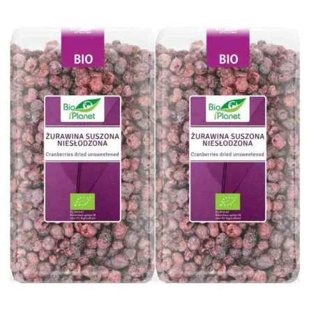 2 x Żurawina Suszona Niesłodzona Bio 150 g - Bio Planet - Bez Dodatku Oleju i Cukru