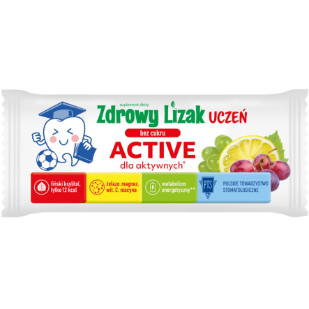 Zdrowy Lizak UCZEŃ ACTIVE o Smaku Winogono - Cytryna 6 g - Starpharma