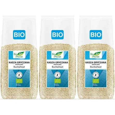 Zestaw 3 x Kasza Gryczana Niepalona Bezglutenowa Bio 1 kg - Bio Planet