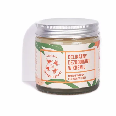 Delikatny Dezodorant w Kremie Mandarynkowy 60 ml Cztery Szpaki Bez Sodu