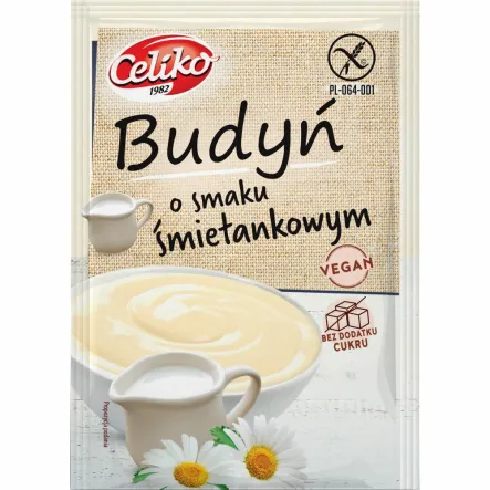 Budyń o Smaku Śmietankowym Bez Dodatku Cukru 40 g - Celiko