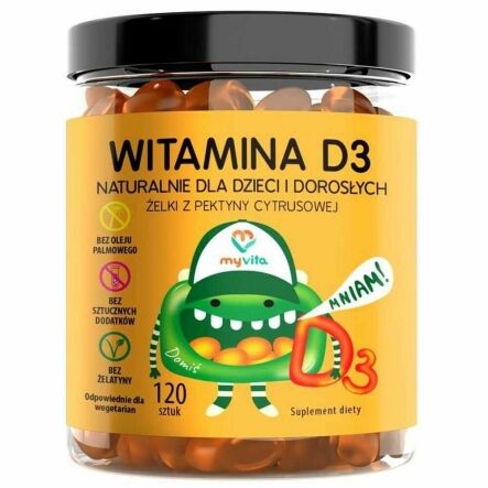 Żelki Naturalne Witamina D3 120 sztuk - MyVita