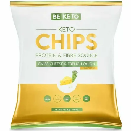 Keto Chipsy Ser Szwajcarski i Francuska Cebulka 30 g - Beketo