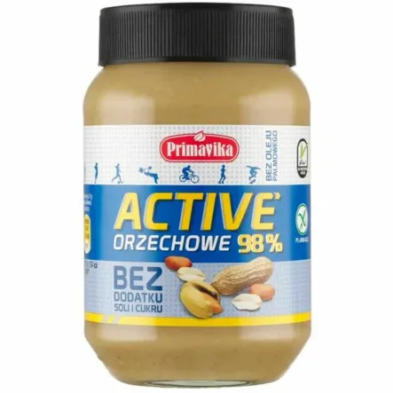 Pasta Orzechowa Active Bez Dodatku Soli i Cukru 470 g - Primavika