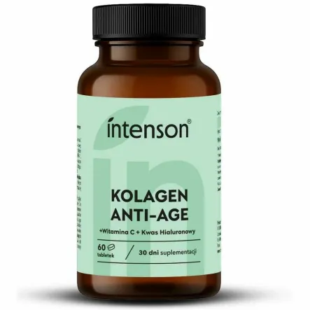 Kolagen z Witaminą C i Kwasem Hialuronowym ANTI-AGE 60 Tabletek - Intenson