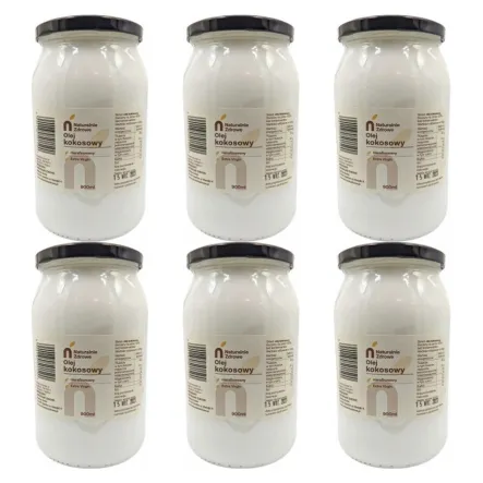 6 x Olej Kokosowy Nierafinowany Extra Virgin 900 ml - Naturalnie Zdrowe