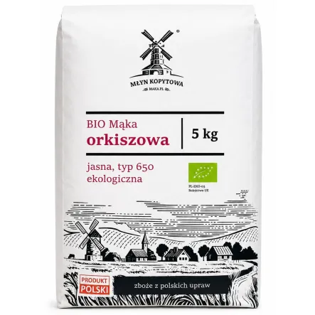 Mąka Orkiszowa Jasna Typ 650 Ekologiczna 5 kg - Młyn Kopytowa