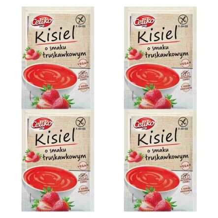 4 x Kisiel o Smaku Truskawkowym Bez Dodatku Cukru Bezglutenowy 40 g - Celiko