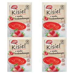 4 x Kisiel o Smaku Truskawkowym Bez Dodatku Cukru Bezglutenowy 40 g - Celiko