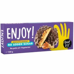 Ciastka z Karmelem i Orzeszkami Arachidowymi w Czekoladzie Mlecznej Bez Dodatku Cukru 100 g - Feel Fit