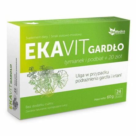 EKAVIT GARDŁO Tymianek i Podbiał 24 Pastylki do Ssania - EkaMedica