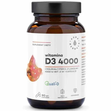 Witamina D3 4000 IU 90 Kapsułek - Aura Herbals