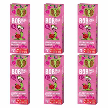 6 x Przekąska Jabłkowo - Malinowa z Owoców Bez Dodatku Cukru 30 g - Bob Snail