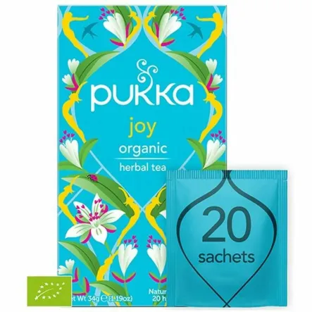 Herbatka Ziołowa Naturalnie Aromatyzowana JOY BIO 34 g (20 Saszetek) - PUKKA - Wyprzedaż