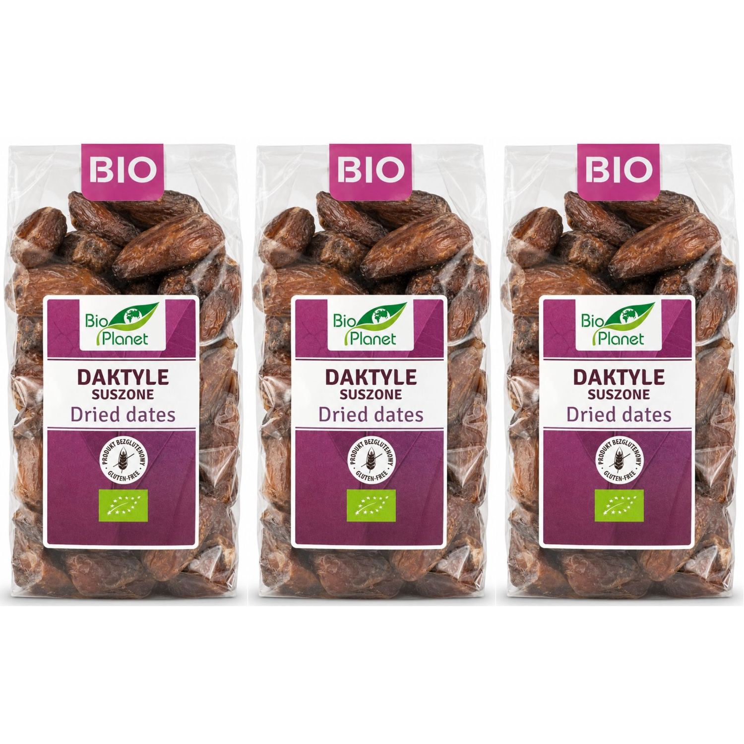 3 x Daktyle Bez Pestek Suszone Bezglutenowe Bio 400 g - Bio Planet
