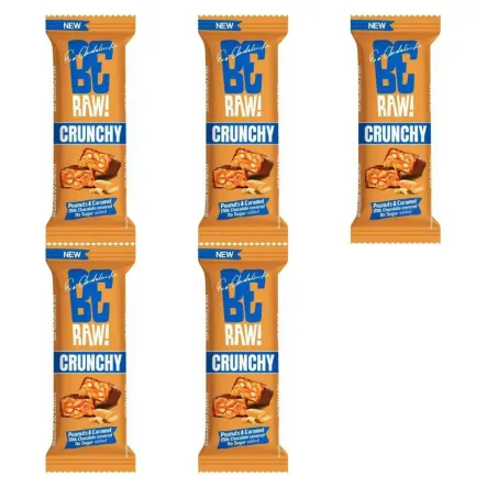 5 x Baton Crunchy Peanuts and  Caramel 40 g - BeRaw