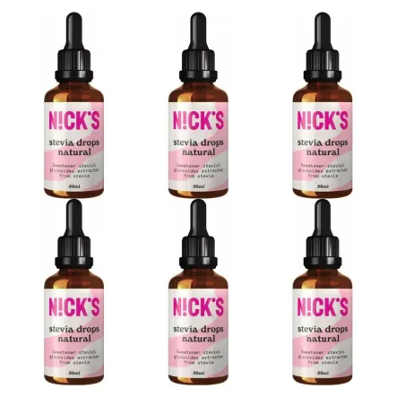 6 x Słodzik w Płynie Stevia Drops Natural 50 ml - Nicks