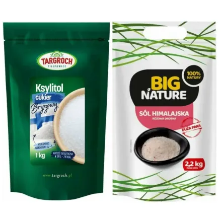 Ksylitol Danisco Fiński 1 kg Targroch + Sól Himalajska Różowa Drobna 2,2 kg - Big Nature