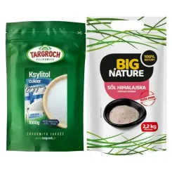 Ksylitol Danisco Fiński 1 kg Targroch + Sól Himalajska Różowa Drobna 2,2 kg - Big Nature